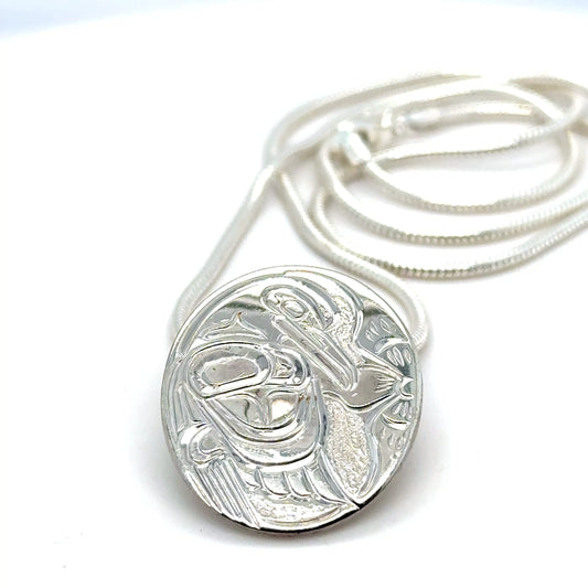 Pendant - Sterling Silver - Oval - Hummingbird