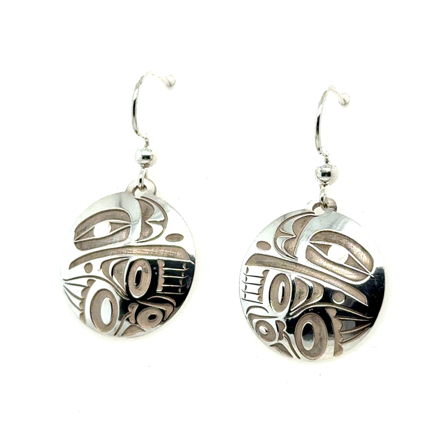 Earrings - Sterling Silver - Drop - Round - Raven - Medium - 20mm