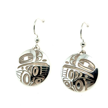 Earrings - Sterling Silver - Drop - Round - Raven - Medium - 20mm