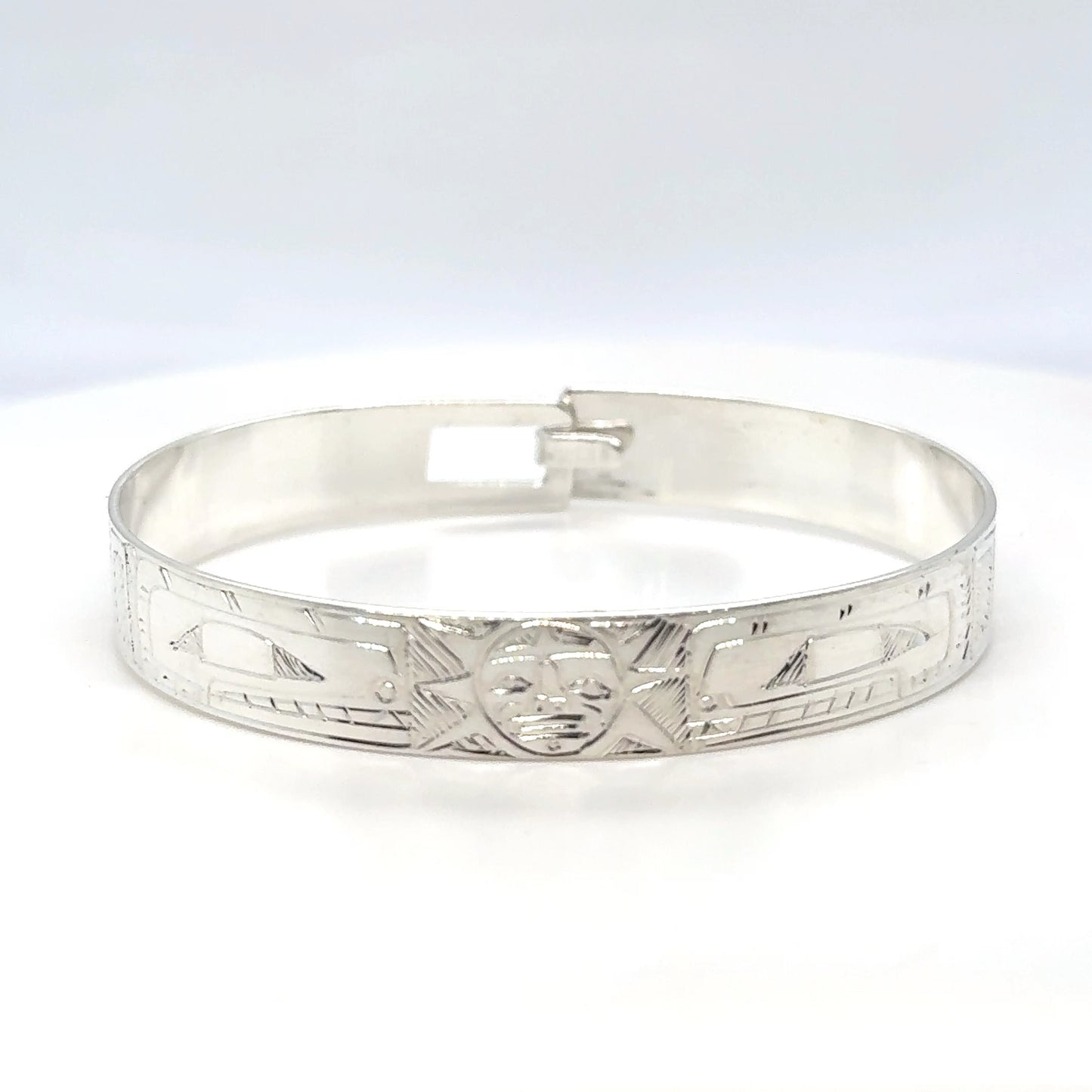 Bangle - Sterling Silver - 3/8" - Orca Sun Orca - Shorter Length