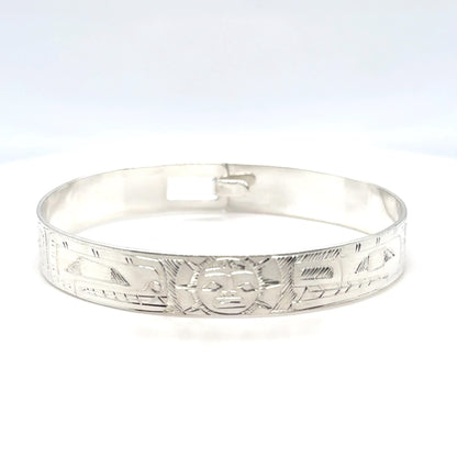 Bangle - Sterling Silver - 3/8" - Orca Moon Bear - Shorter Length