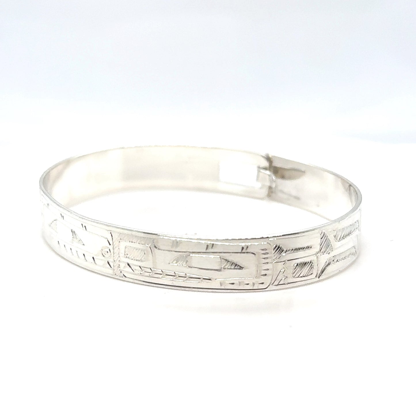 Bangle - Sterling Silver - 3/8" - Orca Bear - Shorter Length