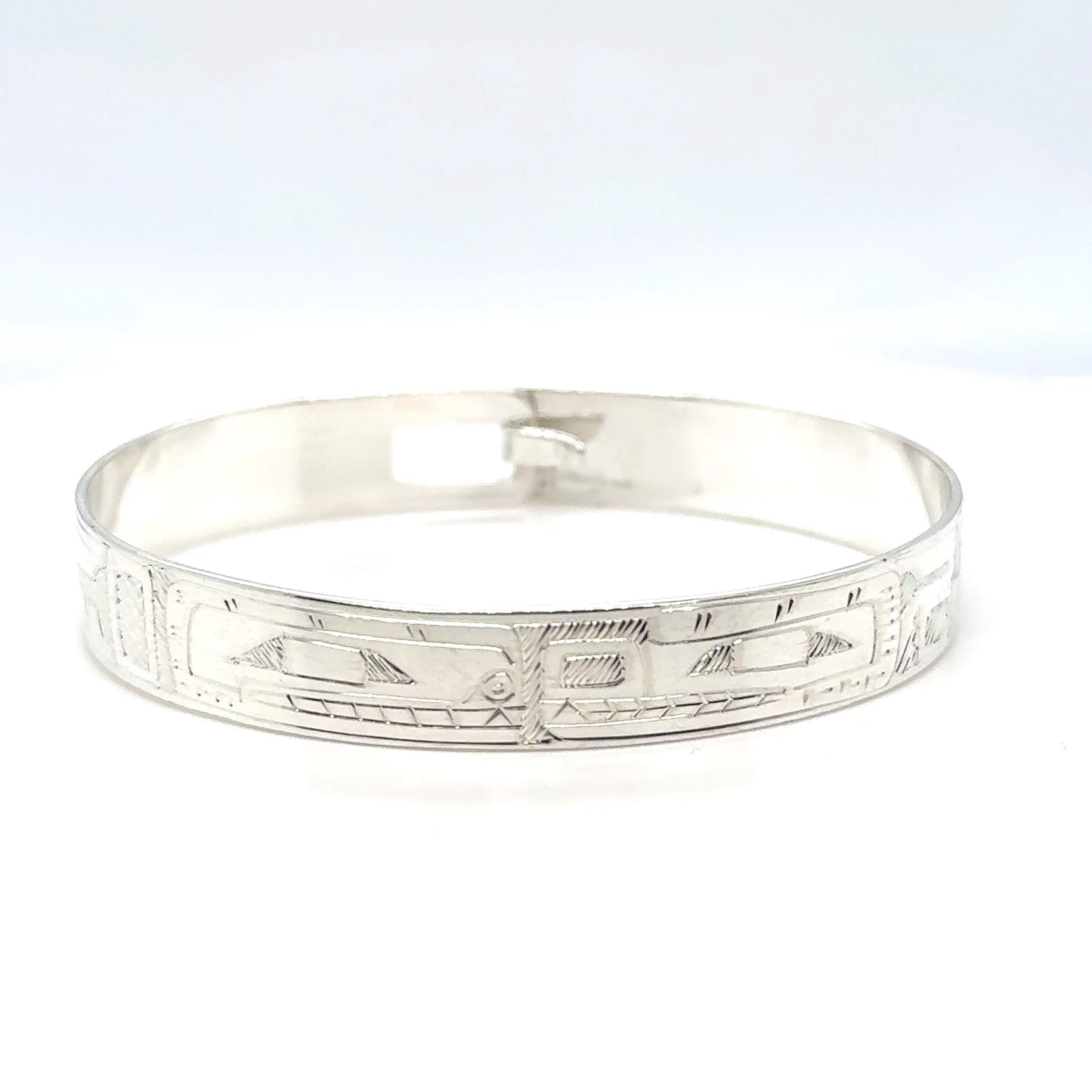 Bangle - Sterling Silver - 3/8" - Orca Bear - Shorter Length