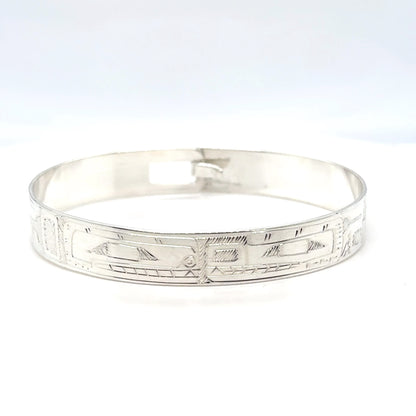 Bangle - Sterling Silver - 3/8" - Orca Bear - Shorter Length