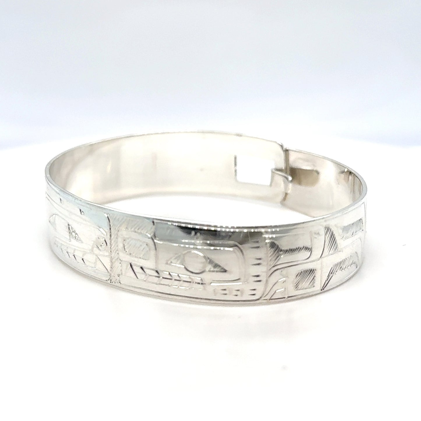 Bangle - Sterling Silver - 1/2" - Orca Bear - Shorter Length