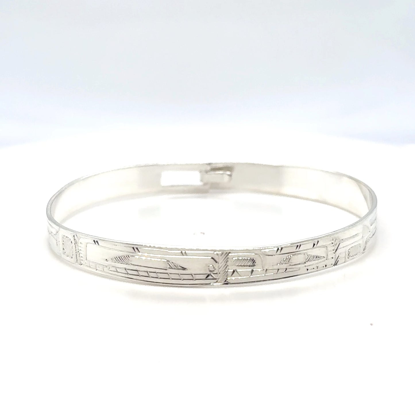 Bangle - Sterling Silver - 1/4" - Orca Bear - Shorter Length