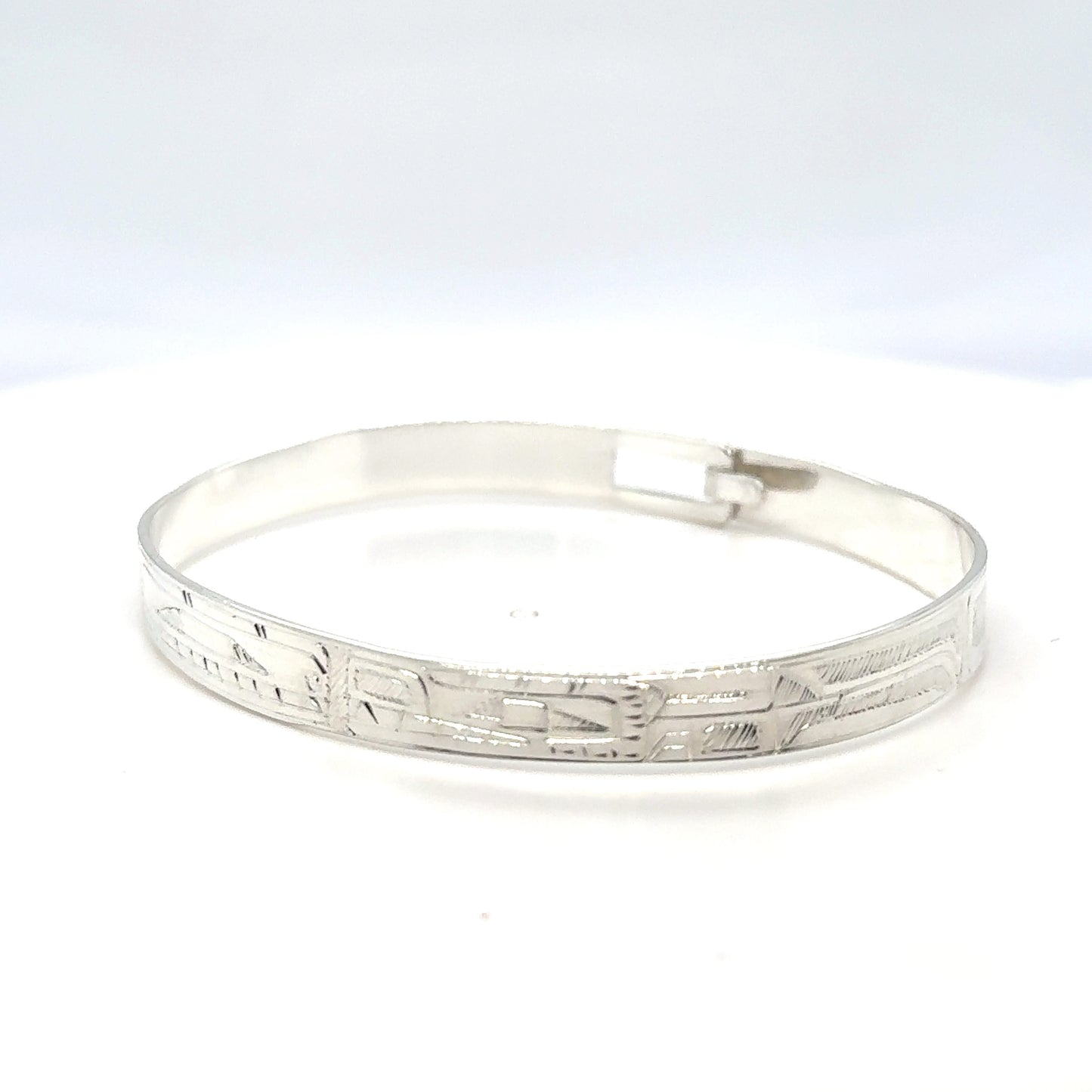 Bangle - Sterling Silver - 1/4" - Orca Bear - Shorter Length
