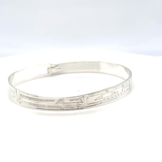Bangle - Sterling Silver - 1/4" - Bear - Shorter Length