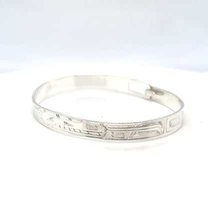 Bangle - Sterling Silver - 1/4" - Bear - Shorter Length