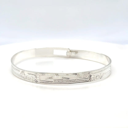 Bangle - Sterling Silver - 1/4" - Bear - Shorter Length