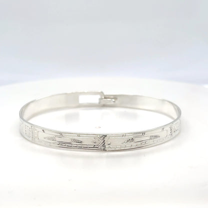 Bangle - Sterling Silver - 1/4" - Orcas - Shorter Length