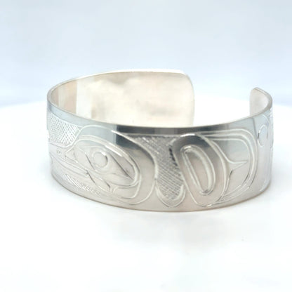 Bracelet - Sterling Silver - 3/4" - Hummingbird & Flower - Shorter Length
