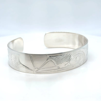 Bracelet - Sterling Silver - 1/2" - Hummingbird & Flower - Shorter Length