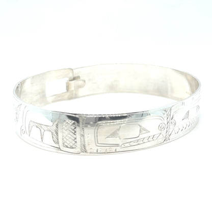 Bangle - Sterling Silver - 1/2" - Orcas - Longer Length