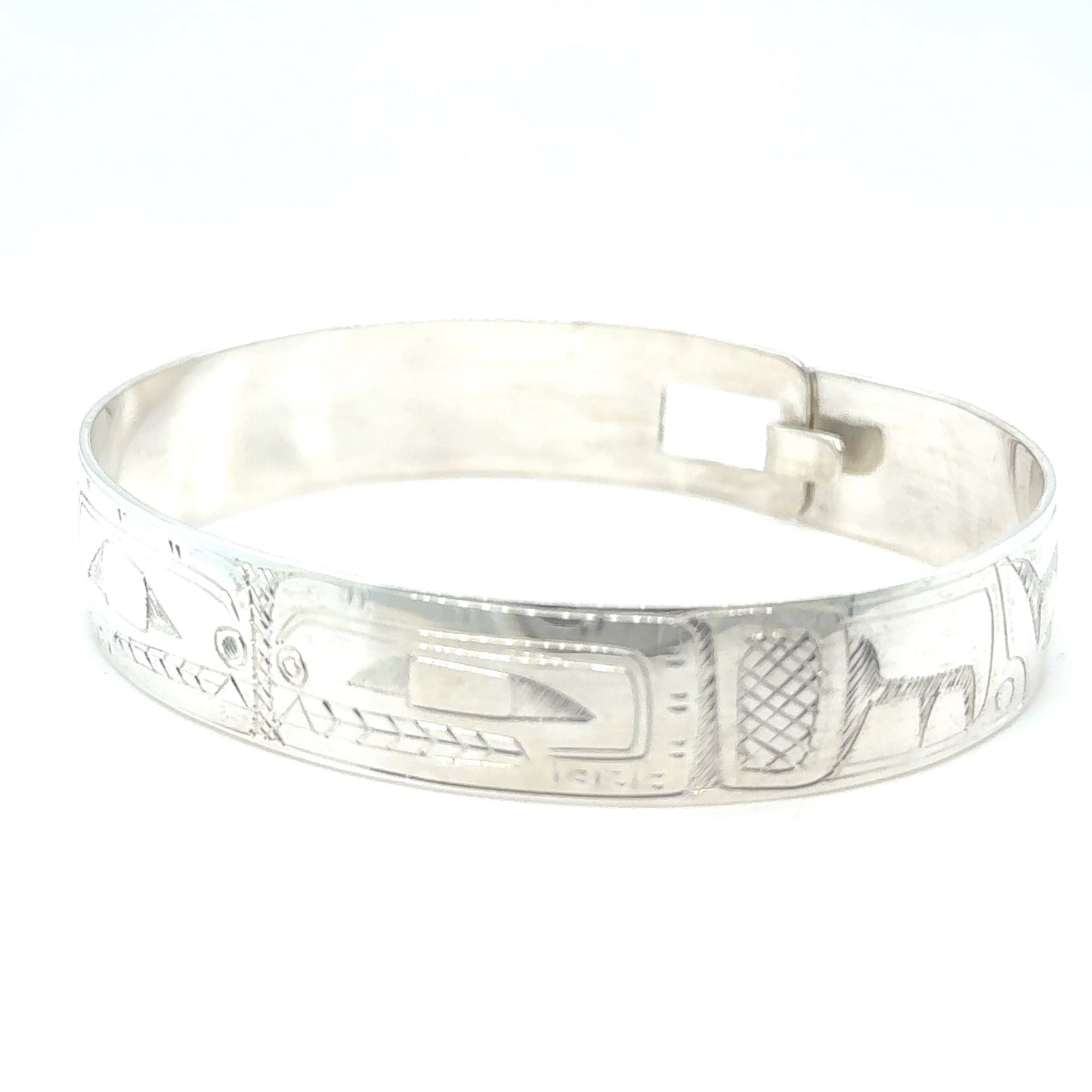 Bangle - Sterling Silver - 1/2" - Orcas - Longer Length
