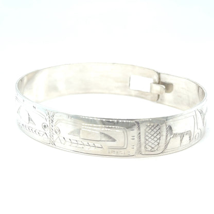 Bangle - Sterling Silver - 1/2" - Orcas - Longer Length