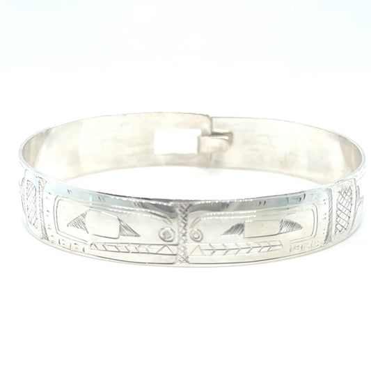 Bangle - Sterling Silver - 1/2" - Orcas - Longer Length