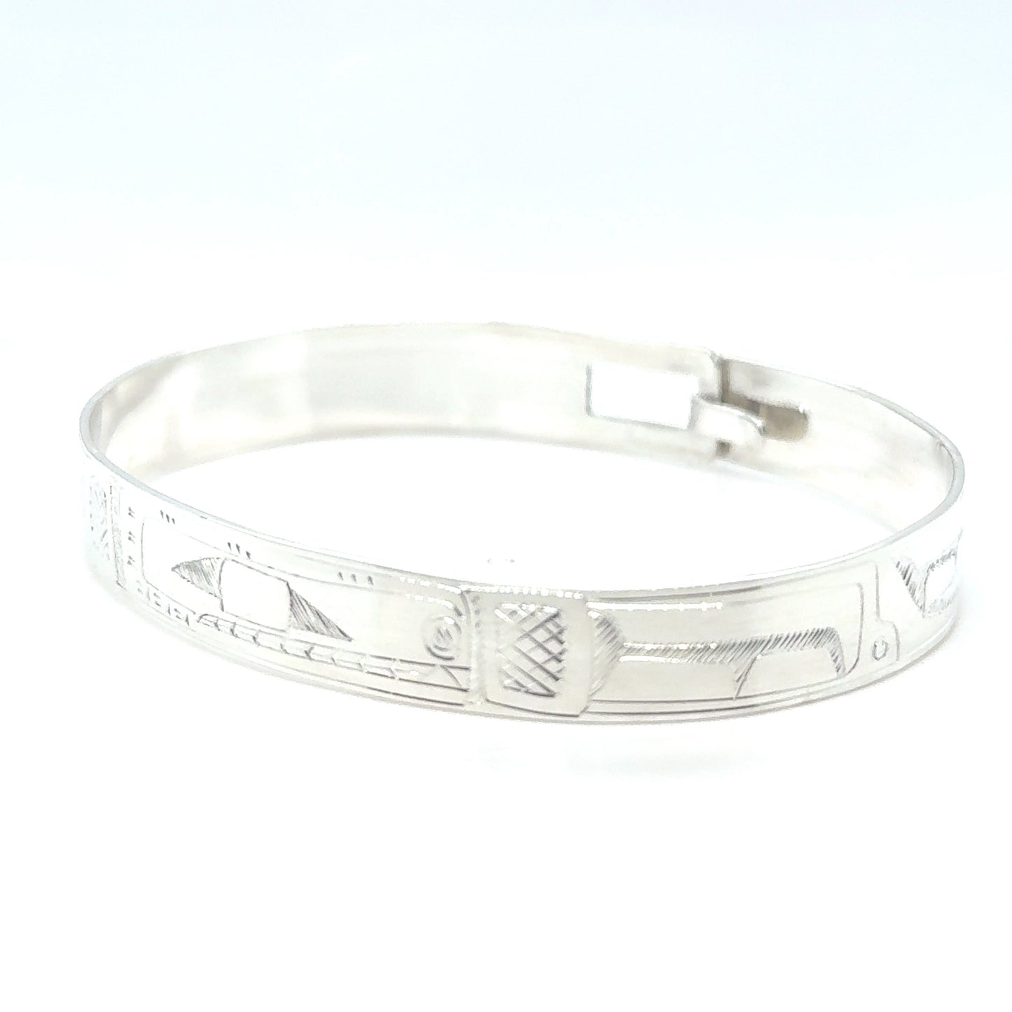 Bangle - Sterling Silver - 3/8" - Orca - Longer Length