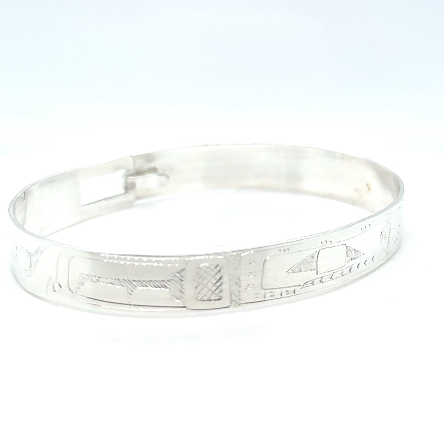 Bangle - Sterling Silver - 3/8" - Orca - Longer Length