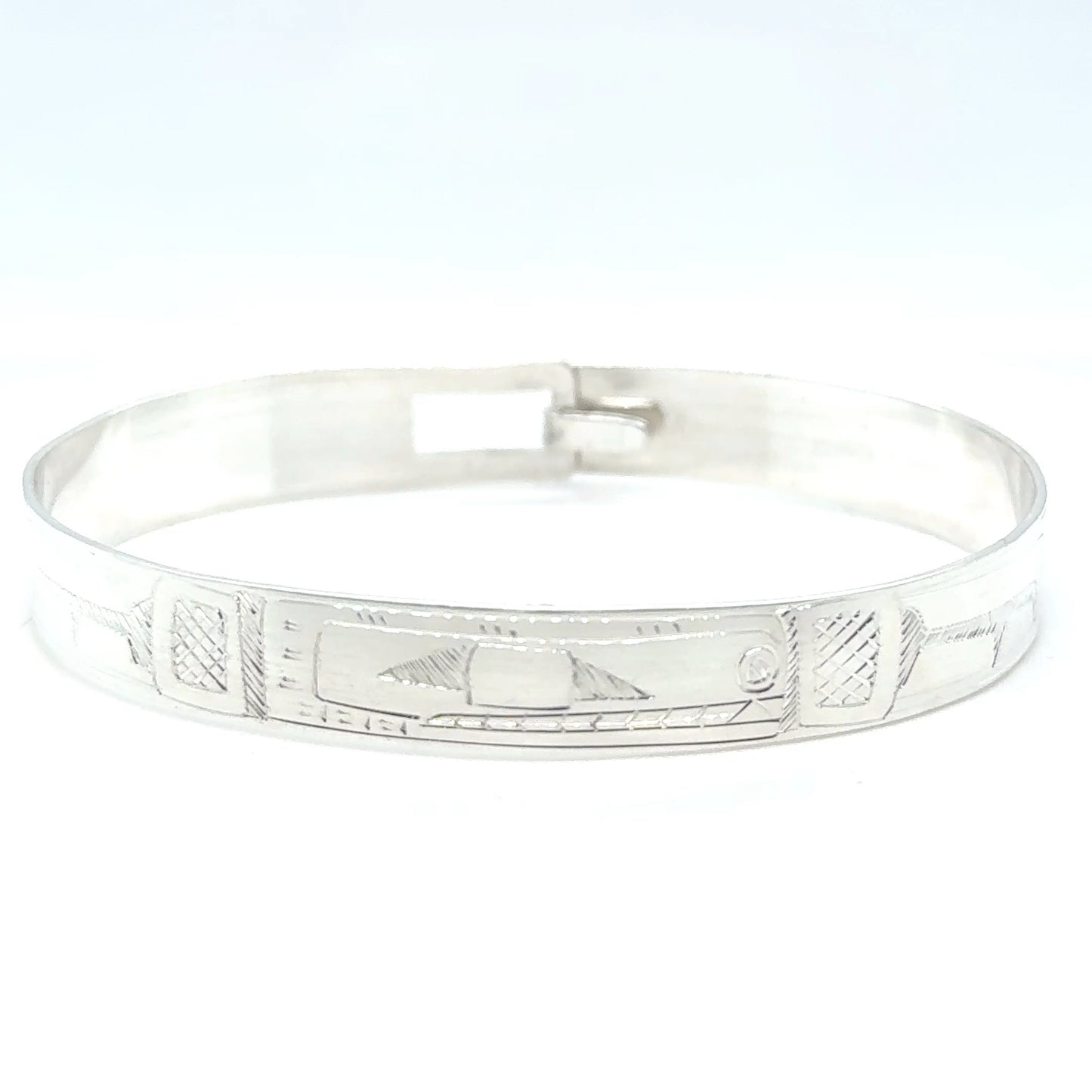Bangle - Sterling Silver - 3/8" - Orca - Longer Length