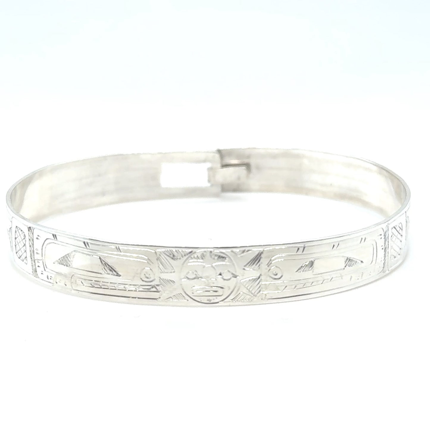 Bangle - Sterling Silver - 3/8" - Orca Sun Orca - Longer Length