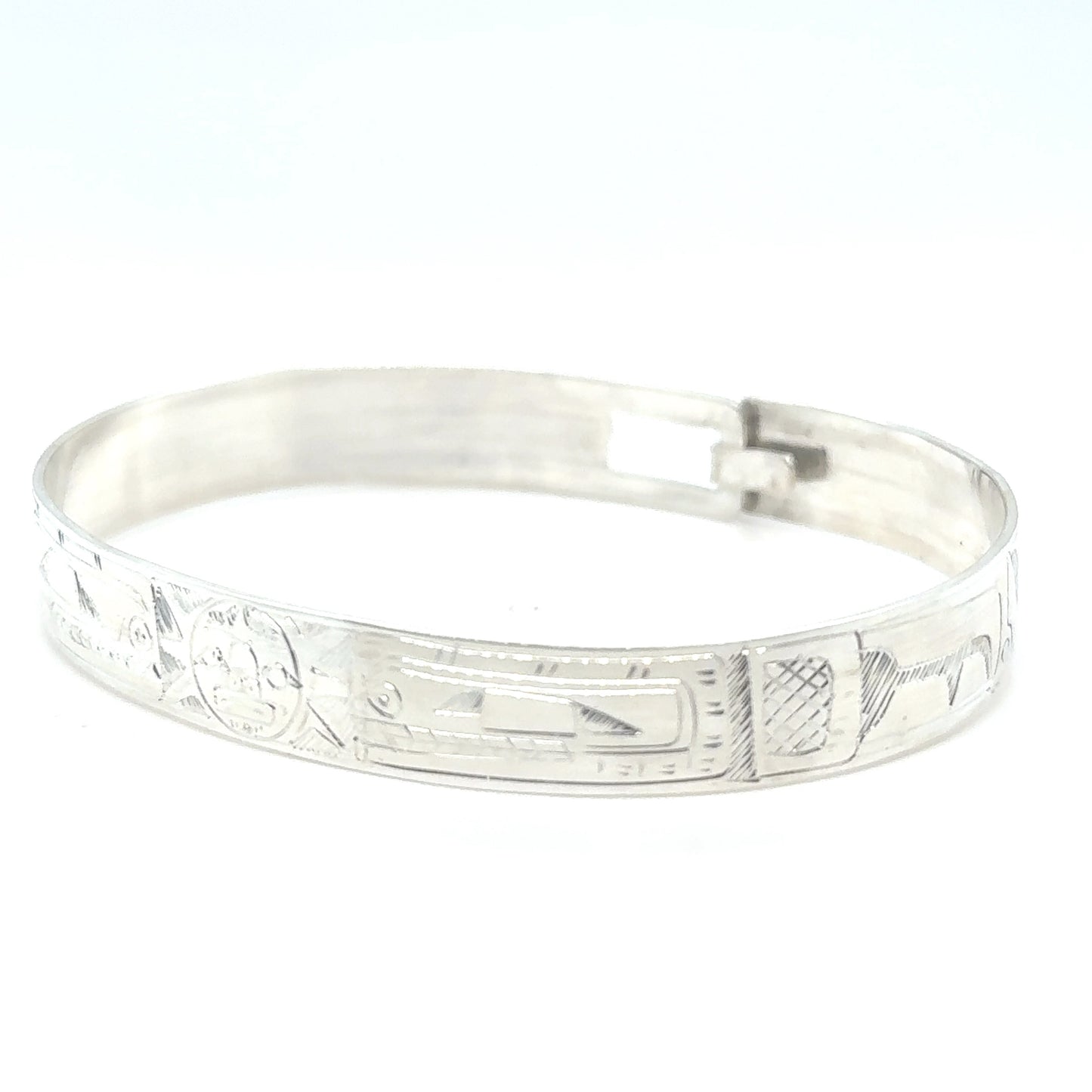 Bangle - Sterling Silver - 3/8" - Orca Sun Orca - Longer Length