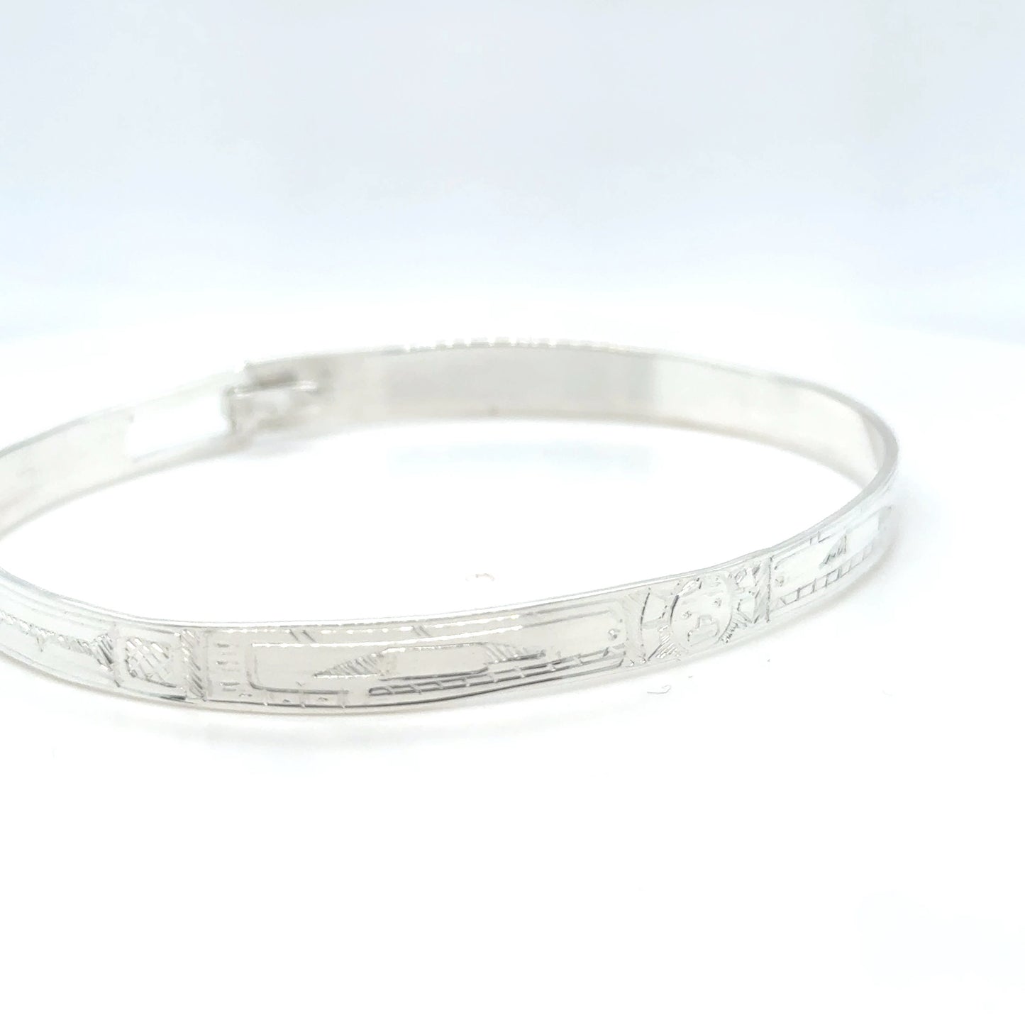 Bangle - Sterling Silver - 1/4" - Orca moon Orca - Longer Length