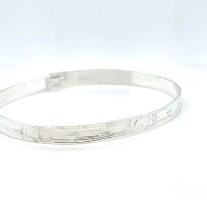 Bangle - Sterling Silver - 1/4" - Orca moon Orca - Longer Length