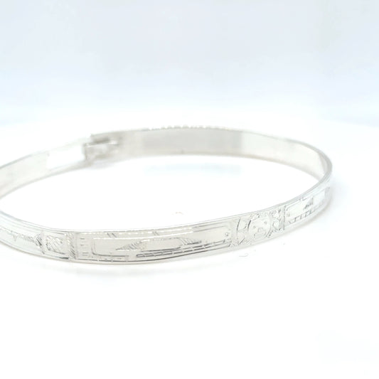 Bangle - Sterling Silver - 1/4" - Orca moon Orca - Longer Length