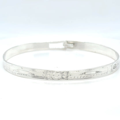 Bangle - Sterling Silver - 1/4" - Orca moon Orca - Longer Length