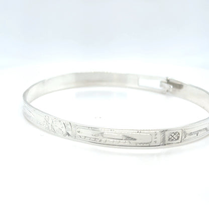 Bangle - Sterling Silver - 1/4" - Orca moon Orca - Longer Length