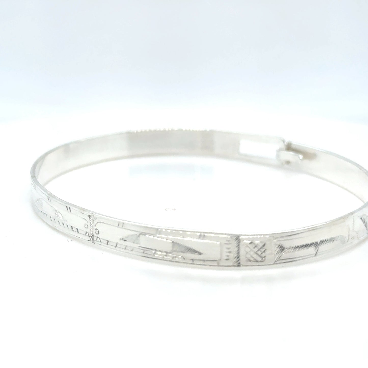 Bangle - Sterling Silver - 1/4" - Orcas - Longer Length