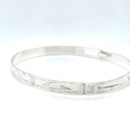 Bangle - Sterling Silver - 1/4" - Orcas - Longer Length