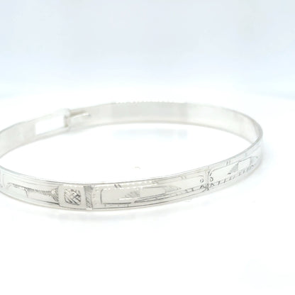 Bangle - Sterling Silver - 1/4" - Orcas - Longer Length