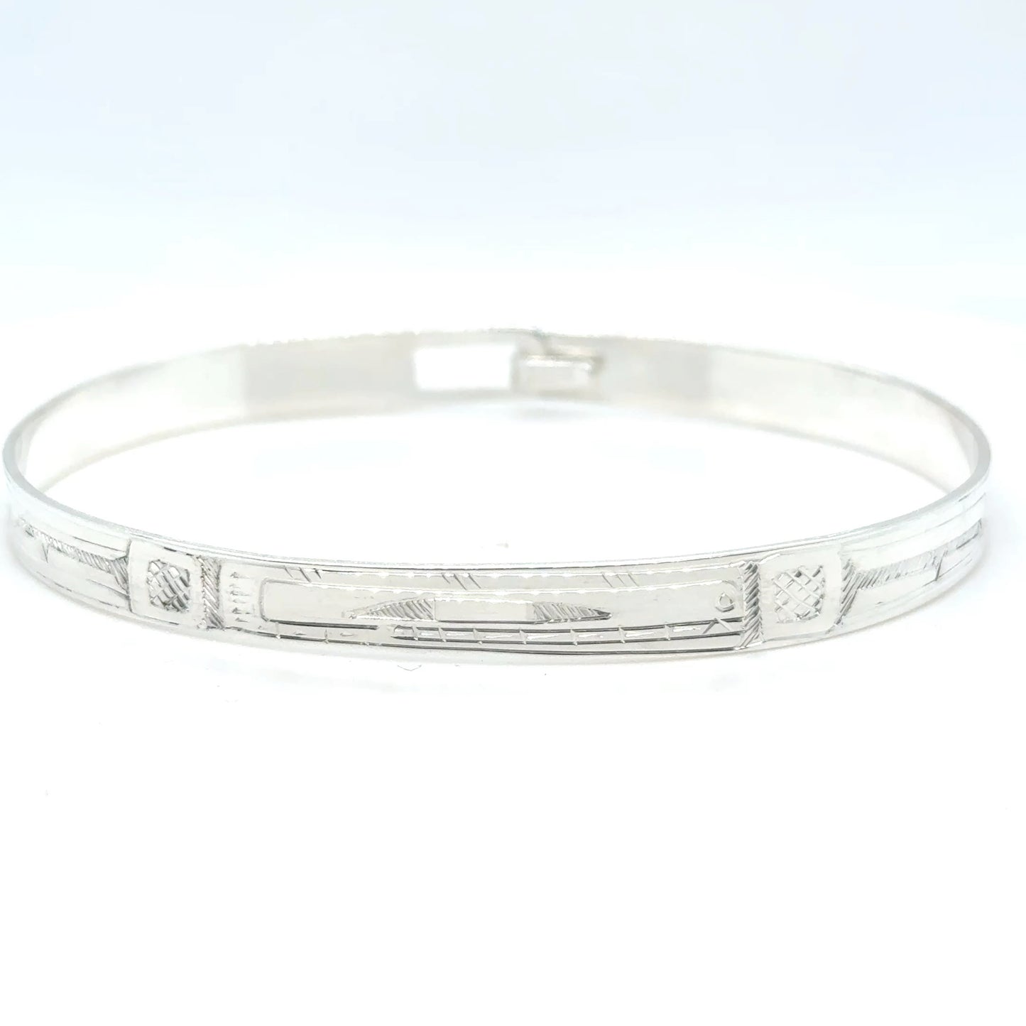 Bangle - Sterling Silver - 1/4" - Orca - Longer Length