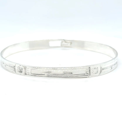 Bangle - Sterling Silver - 1/4" - Orca - Longer Length