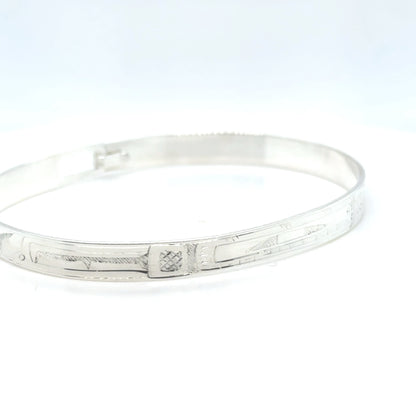Bangle - Sterling Silver - 1/4" - Orca - Longer Length