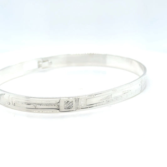 Bangle - Sterling Silver - 1/4" - Orca - Longer Length