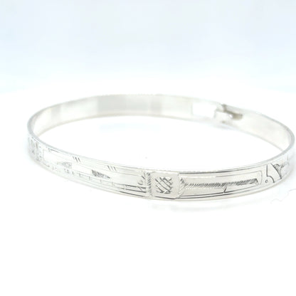 Bangle - Sterling Silver - 1/4" - Orca - Longer Length