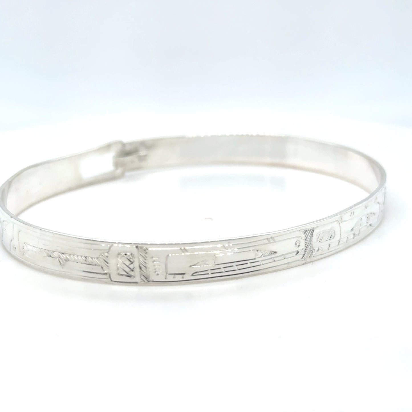 Bangle - Sterling Silver - 1/4" - Orca & Bear - Longer Length