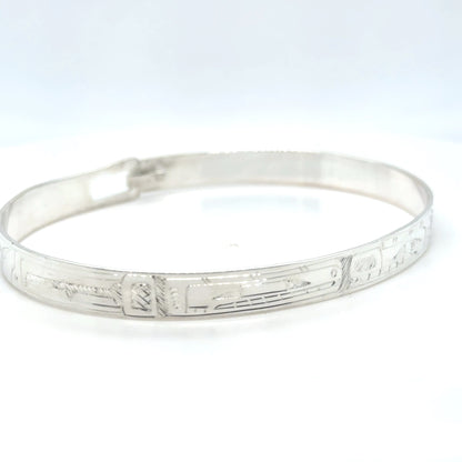 Bangle - Sterling Silver - 1/4" - Orca & Bear - Longer Length