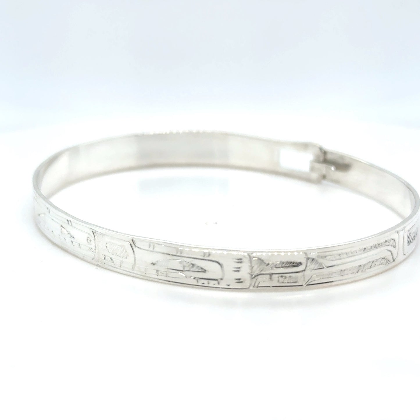 Bangle - Sterling Silver - 1/4" - Orca & Bear - Longer Length