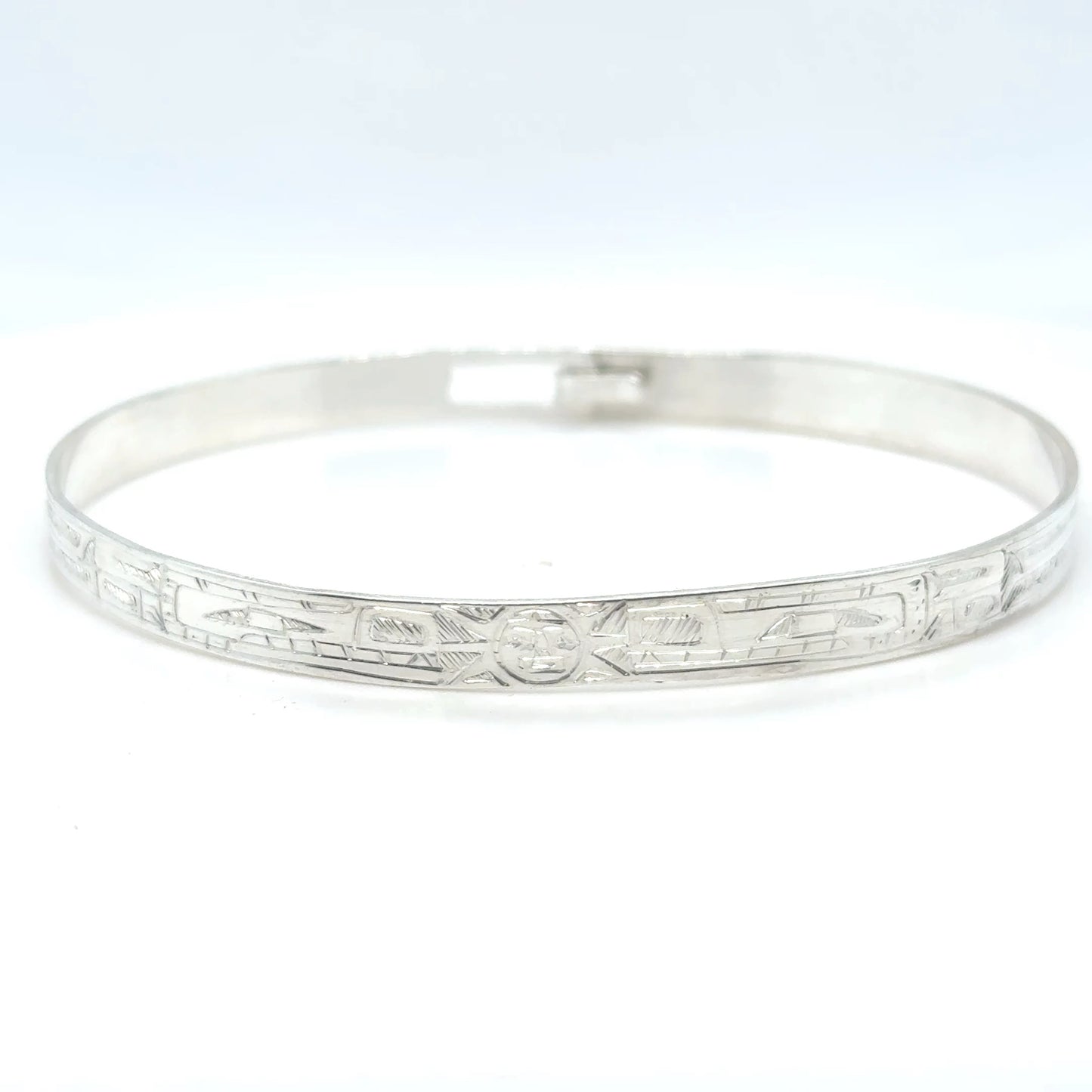 Bangle - Sterling Silver - 1/4" - Bear Sun Bear - Longer Length