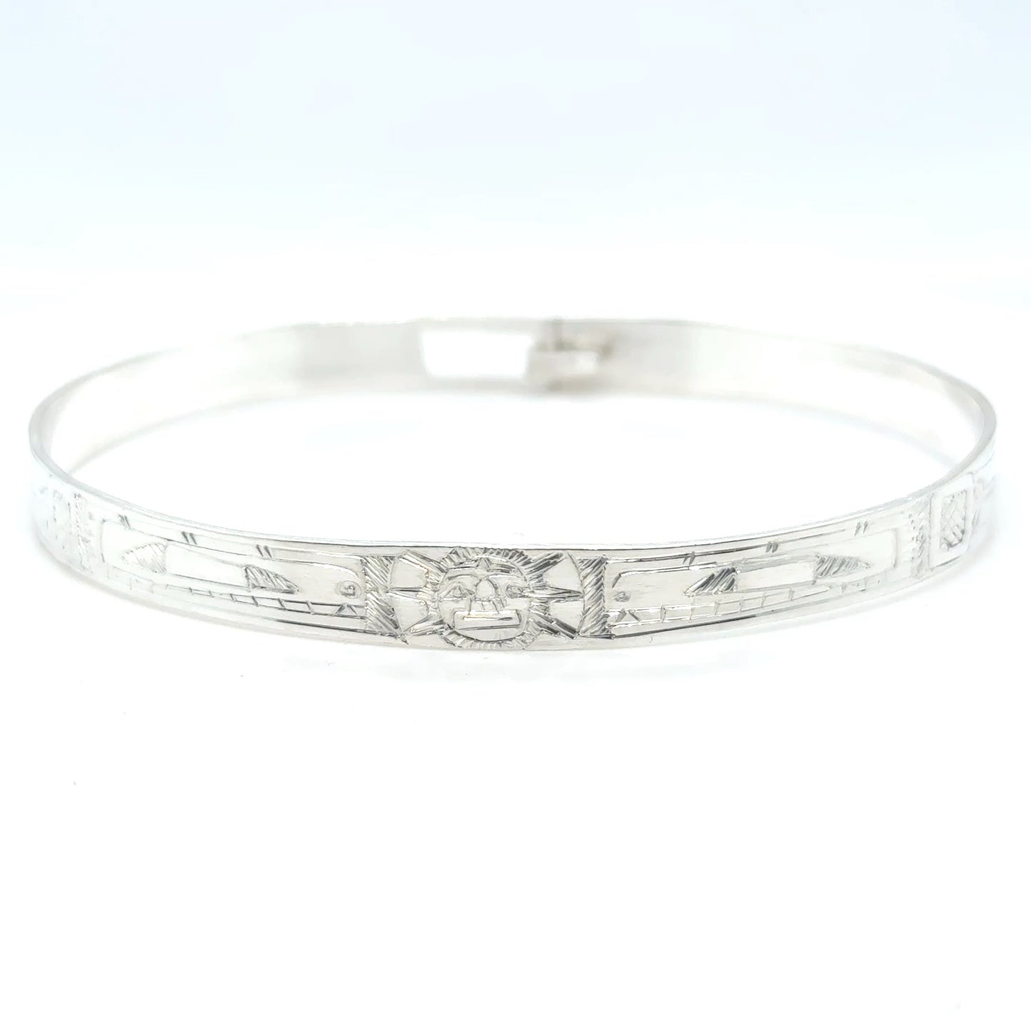 Bangle - Sterling Silver - 1/4" - Orca Moon Orca - Longer Length