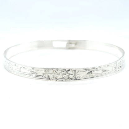 Bangle - Sterling Silver - 1/4" - Orca Moon Orca - Longer Length