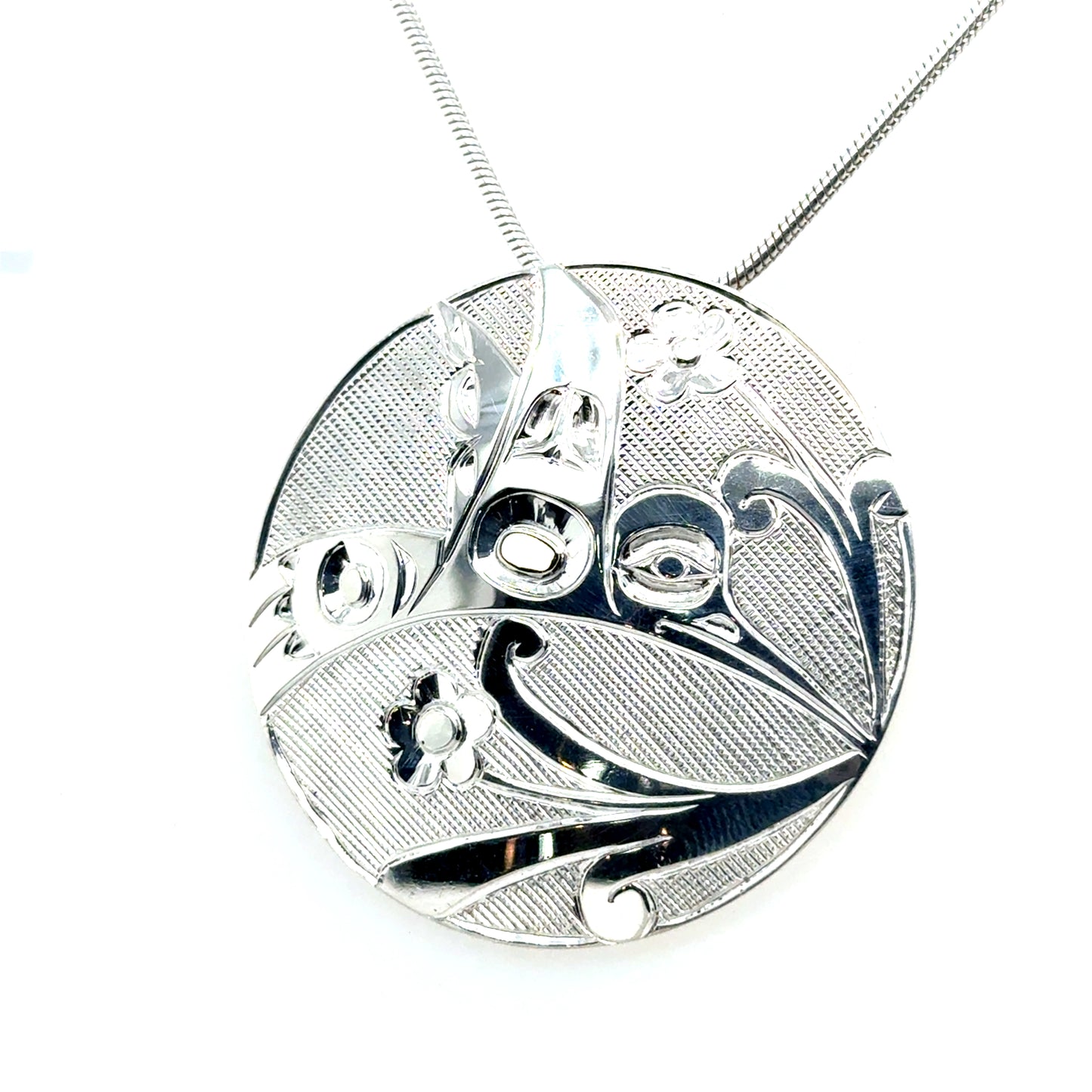 Pendant - Sterling Silver - Round - Hummingbird - XL - 45mm