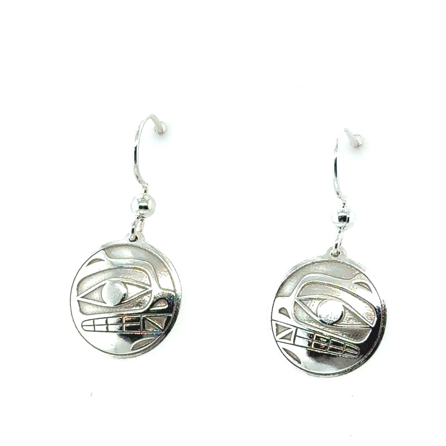 Earrings - Sterling Silver - Drop - Round - Bear - Small - 15mm