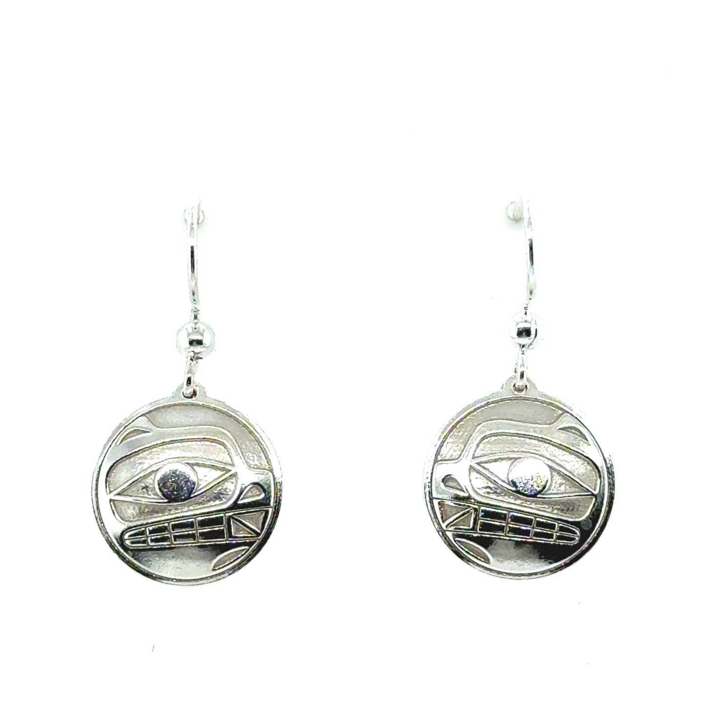 Earrings - Sterling Silver - Drop - Round - Bear - Small - 15mm
