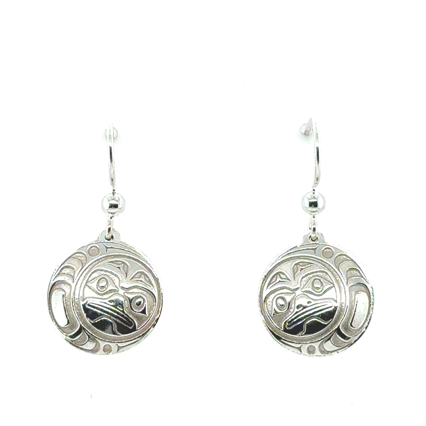 Earrings - Sterling Silver - Drop - Round - Moon - Small - 15mm