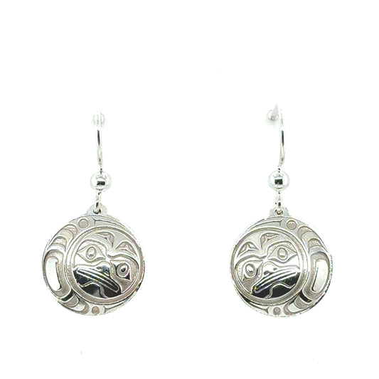 Earrings - Sterling Silver - Drop - Round - Moon - Small - 15mm
